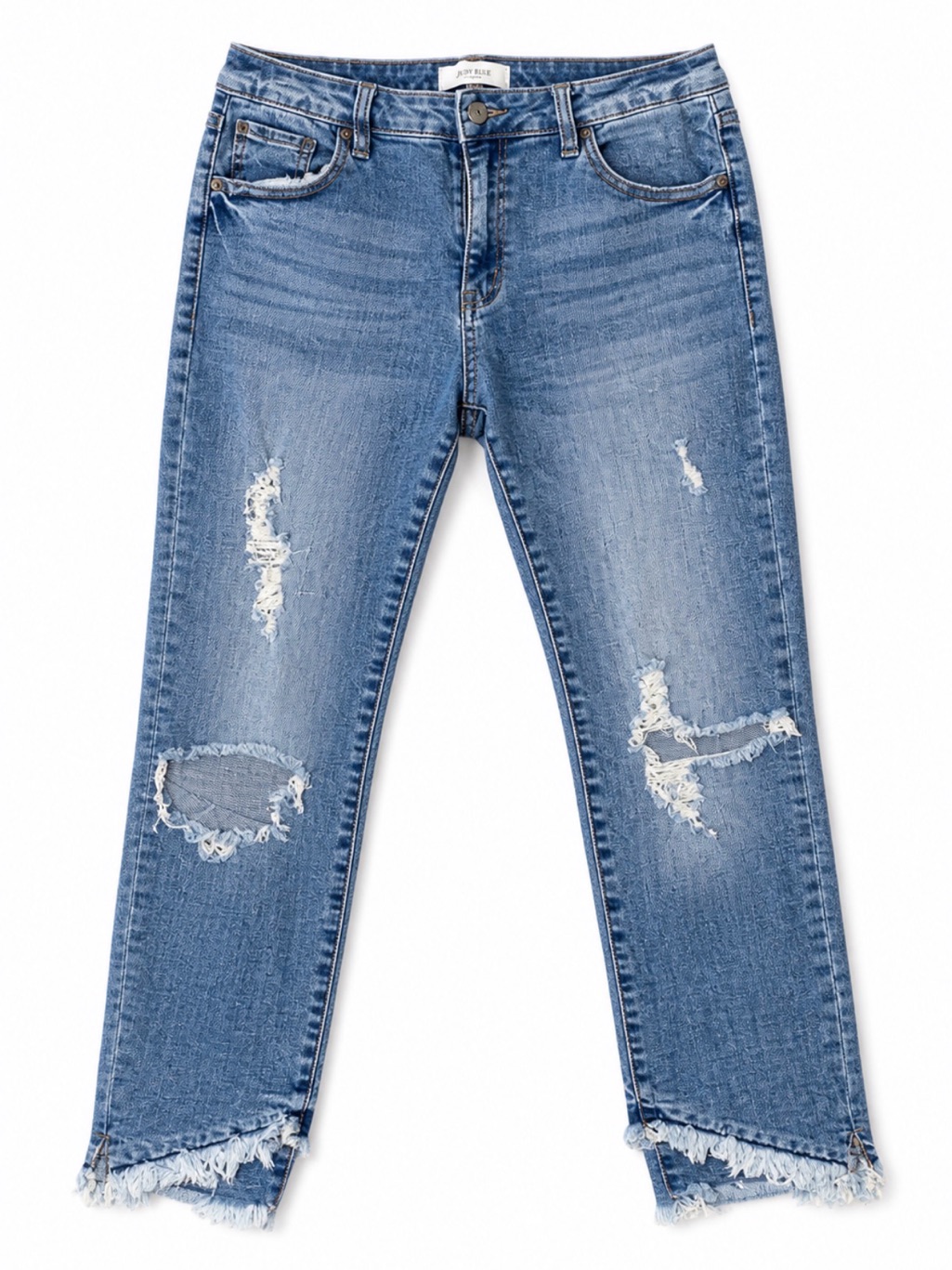 Kancan Womenâs Distressed Raw Hem Skinny Jeans Size 16 / 31 Open Knees Nwot